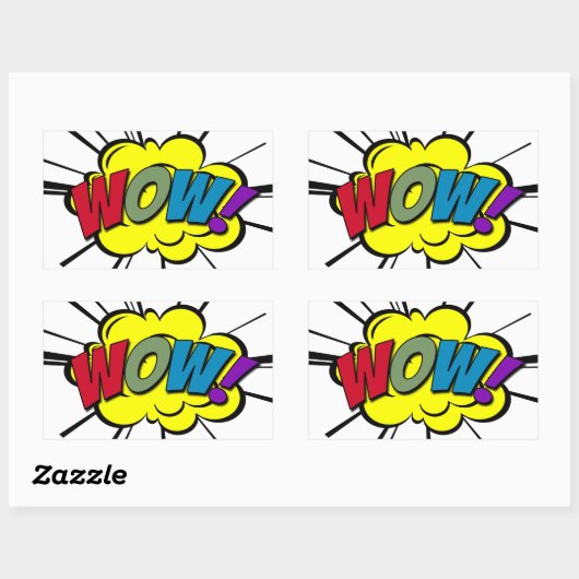 WOW! RECHTECKIGER AUFKLEBER (Blatt)