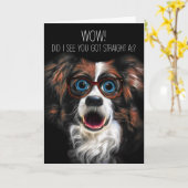 WOW! Straight A's Funny Border Collie Glückwunsch Karte (Gelbe Blume)