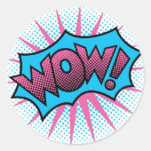 Wow Text Design Runder Aufkleber (Vorderseite)