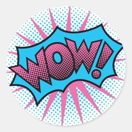 Wow Text Design Runder Aufkleber (Vorderseite)