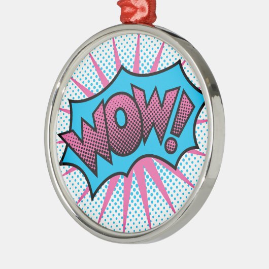 Wow Text Design Silbernes Ornament (Links)