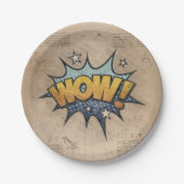 WOW! Vintages Comic Buch Steampunk Pop Kunst Pappteller (Vorderseite)