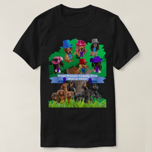 Wow Würstchen Familienbaum Black Tee Shirt Männer/ (Design vorne)