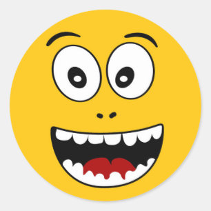 Wow Yellow Emoji Runder Aufkleber