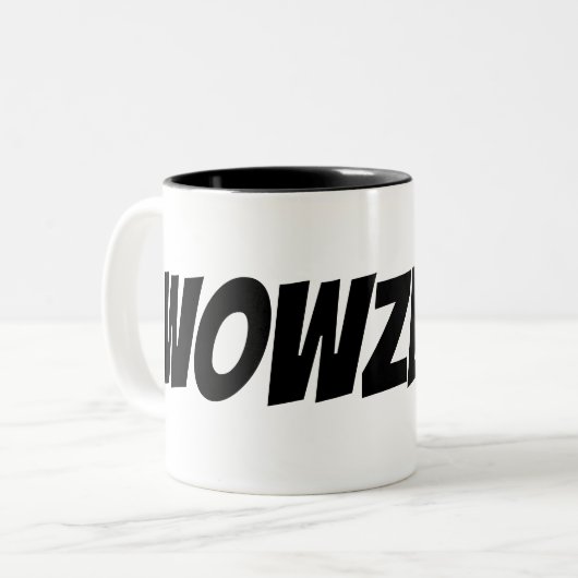 Wowzers lustige Comictypographie-Kaffee-Tasse Zweifarbige Tasse (Vorderseite Links)