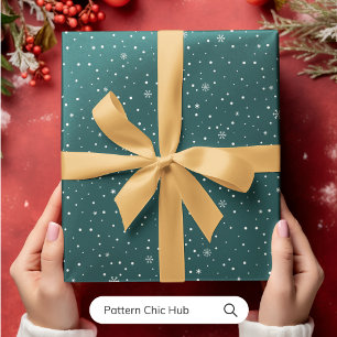 WP05 Schneeflocken Weihnachten Grün Moderne Elegan Geschenkpapier