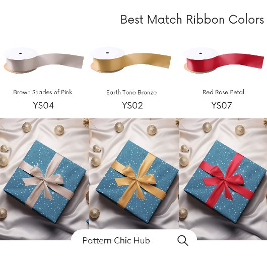 WP08 Snowflake Weihnachten Blau Modernes Elegant Geschenkpapier