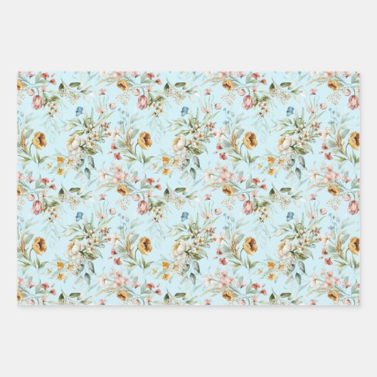 WP | Holländisch Still Life Florals auf Pale Blue Geschenkpapier Set (Vorderseite)