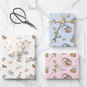WP   Kleineres Vintages Spielzeugpapier Geschenkpapier Set