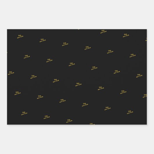 WP | Name (3) Black Gold 19x29 Wrapping Paper Geschenkpapier Set (Vorderseite)