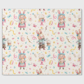 WP | Name, Boy Girl Oster Bunny Cakes Egg Geschenkpapier (Flach)