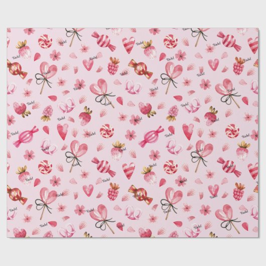 WP | Name, Candy & Hearts 30-in von 18-ft Valentin Geschenkpapier (Flach)