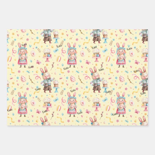 WP-Namen | 3-Blatt 19x29 Ostermuster Geschenkpapier Set (Vorderseite 3)
