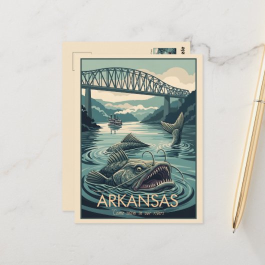 WPA Arkansas White River Postkarte (Vorderseite/Rückseite Beispiel)