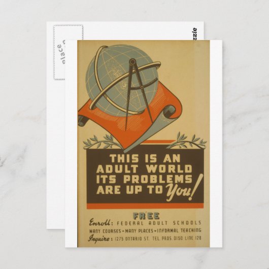 WPA - Erwachsene Welt Postkarte (Vorne/Hinten)