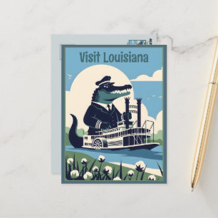 WPA Louisiana-Dampfer Visit Louisiana Postkarte