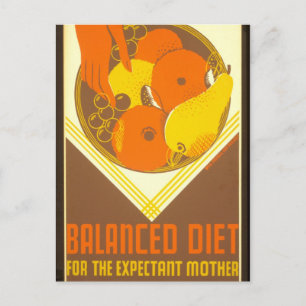 WPA Poster Balanced Diet New York 1936 - 39 Postkarte