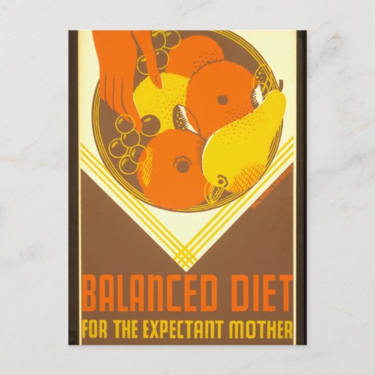 WPA Poster Balanced Diet New York 1936 - 39 Postkarte (Vorderseite)