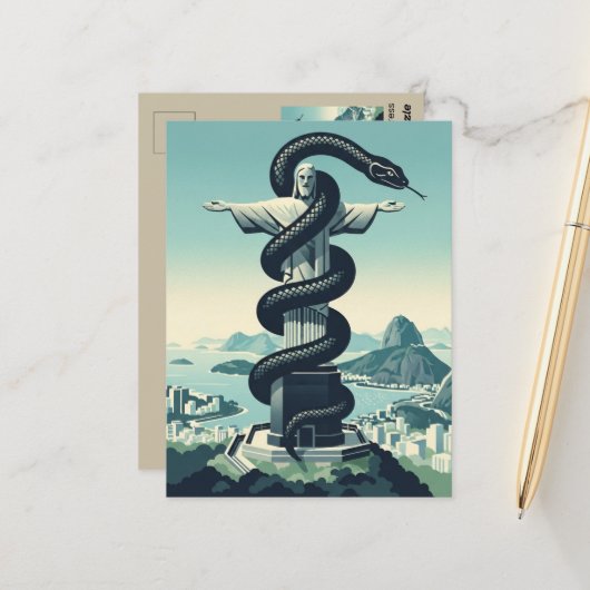 WPA-Stil Rio de Janeiro Postkarte (Vorderseite/Rückseite Beispiel)