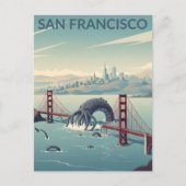 WPA‑Style San Francisco Kryptid Postkarte (Vorderseite)