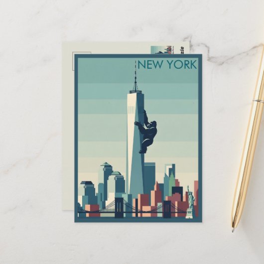 WPA-Themen-New-York-Gorilla Postkarte (Vorderseite/Rückseite Beispiel)