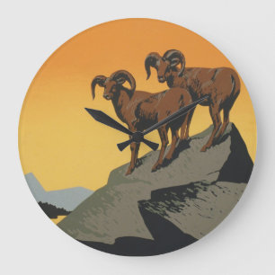 WPA Vintage National Parks Wildlife Travel Große Wanduhr