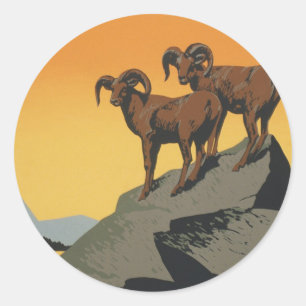 WPA Vintage Nationalparks Wildtiere Reise Runder Aufkleber
