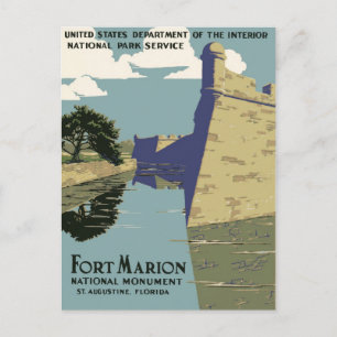 WPA Vintage-Reiseposter Fort Marion Florida Postkarte