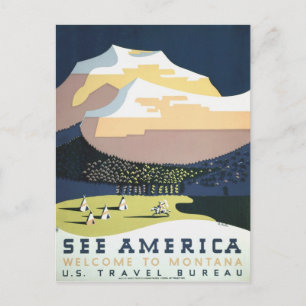 WPA Vintage Travel Poster Montana Amerika Postkarte