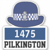 WPC-Polizeikappe mit Name- und Nummernaufkleber Aufkleber (Vorderseite)