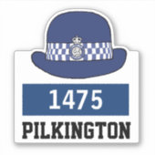 WPC-Polizeikappe mit Name- und Nummernaufkleber Aufkleber (Vorderseite)