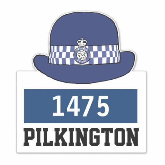 WPC-Polizeikappe mit Name- und Nummernaufkleber Aufkleber (Vorderseite)