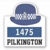 WPC-Polizeikappe mit Name- und Nummernaufkleber Aufkleber (Vorderseite)