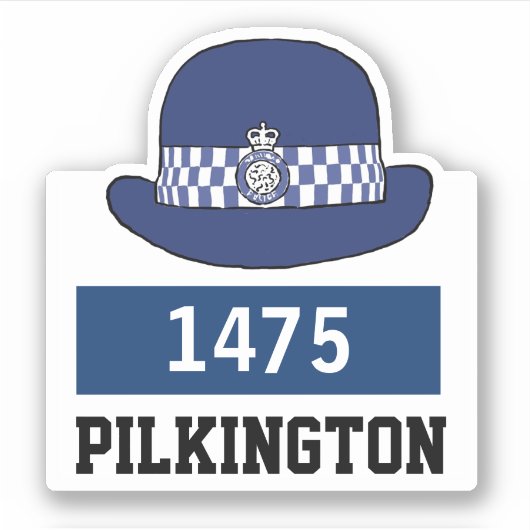 WPC-Polizeikappe mit Name- und Nummernaufkleber Aufkleber (Vorderseite)