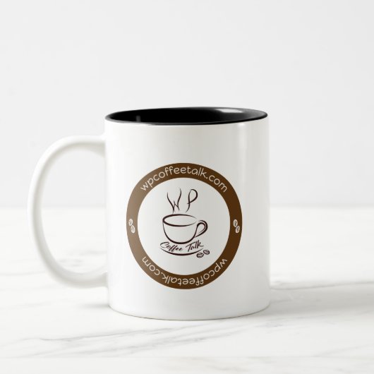 WPCoffeeTalk-Tasse (Logo auf beiden Seiten) Zweifarbige Tasse (Links)