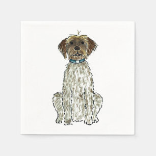 WPG Drahthaar Zeige Griffon Dog Art Watercolor Serviette