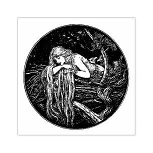WQ GUMMIBriefmarke langes Haar-Mädchen Gummistempel