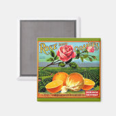 WQ MAGNET: Rose und Orangefarbenes Kratetikett Magnet (Vorderseite/Rückseite)