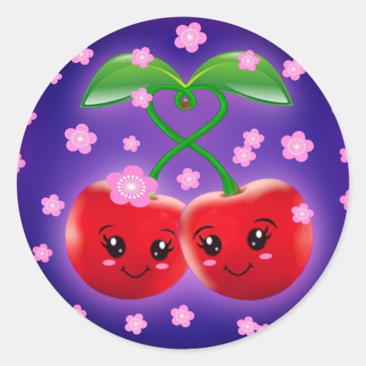 WQ Me and You Kawaii Cherry Couple 3" STICKER (Vorderseite)