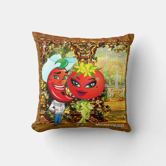 WQ PILLOW SM: Saucy Afternoons Hot Pepper Tomato Kissen (Vorderseite)