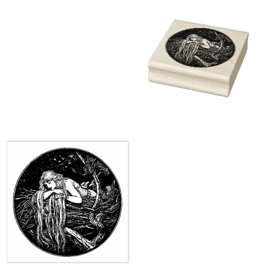 WQ RUBBER BRIEFMARKE Long Hair Maiden Gummistempel (Stempel)