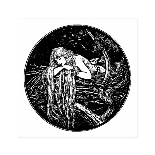 WQ RUBBER BRIEFMARKE Long Hair Maiden Gummistempel (Prägung)
