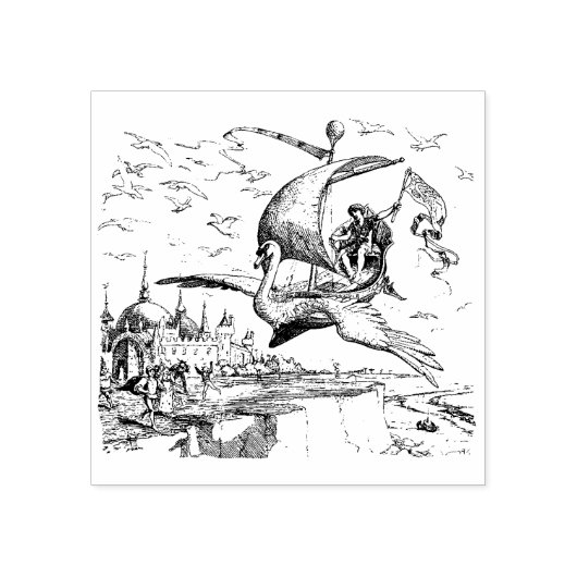 WQ RUBBER BRIEFMARKE: Zauberhaftes Schwanenboot Gummistempel (Prägung)