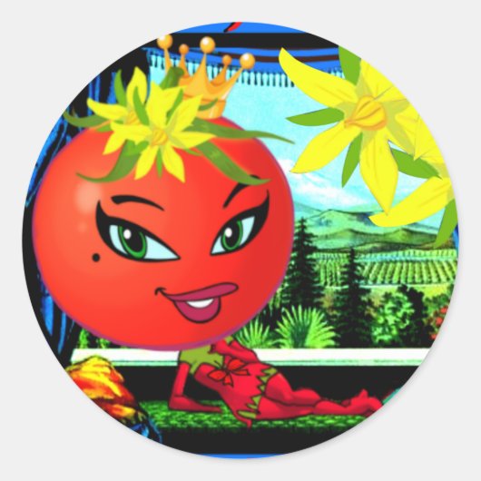 WQ STICKER #2 : Königin Saucy Tomato. (Vorderseite)