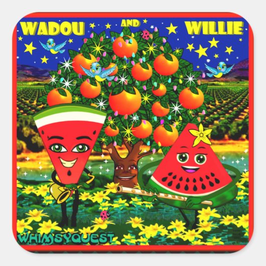 WQ STICKERS LG: Watermelon Saxophone Flute Cartoon (Vorderseite)