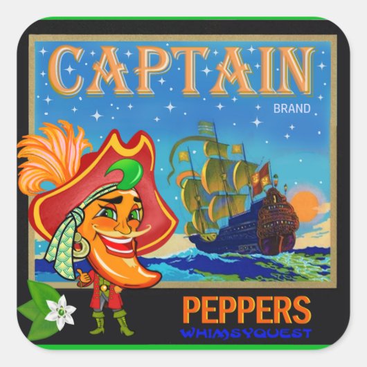 WQ TOYS STICKER: Captain Cayenne Pepper Quadratischer Aufkleber (Vorderseite)