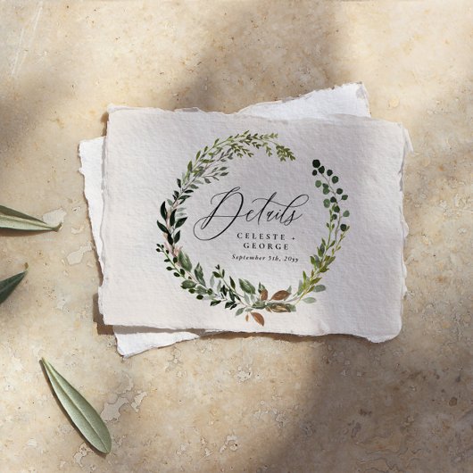 Wraath botanische Scheune rustikale Sahne Hochzeit Mitteilungskarte