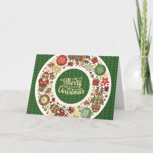 Wraath Cheer Vintage Weihnachtsgrußkarte Feiertagskarte