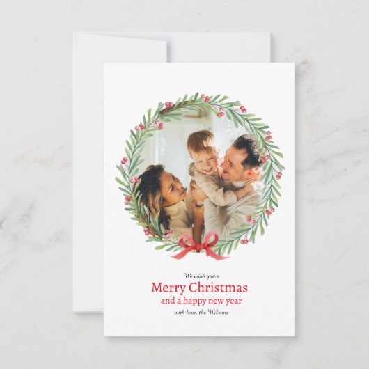 Wraath Foto Weihnachtsfeiertagskarte Dankeskarte (Vorderseite)