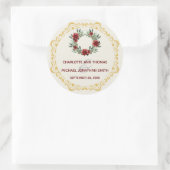 Wraath mit Gold-Rahmen-Hochzeitsticker Runder Aufkleber (Tasche)